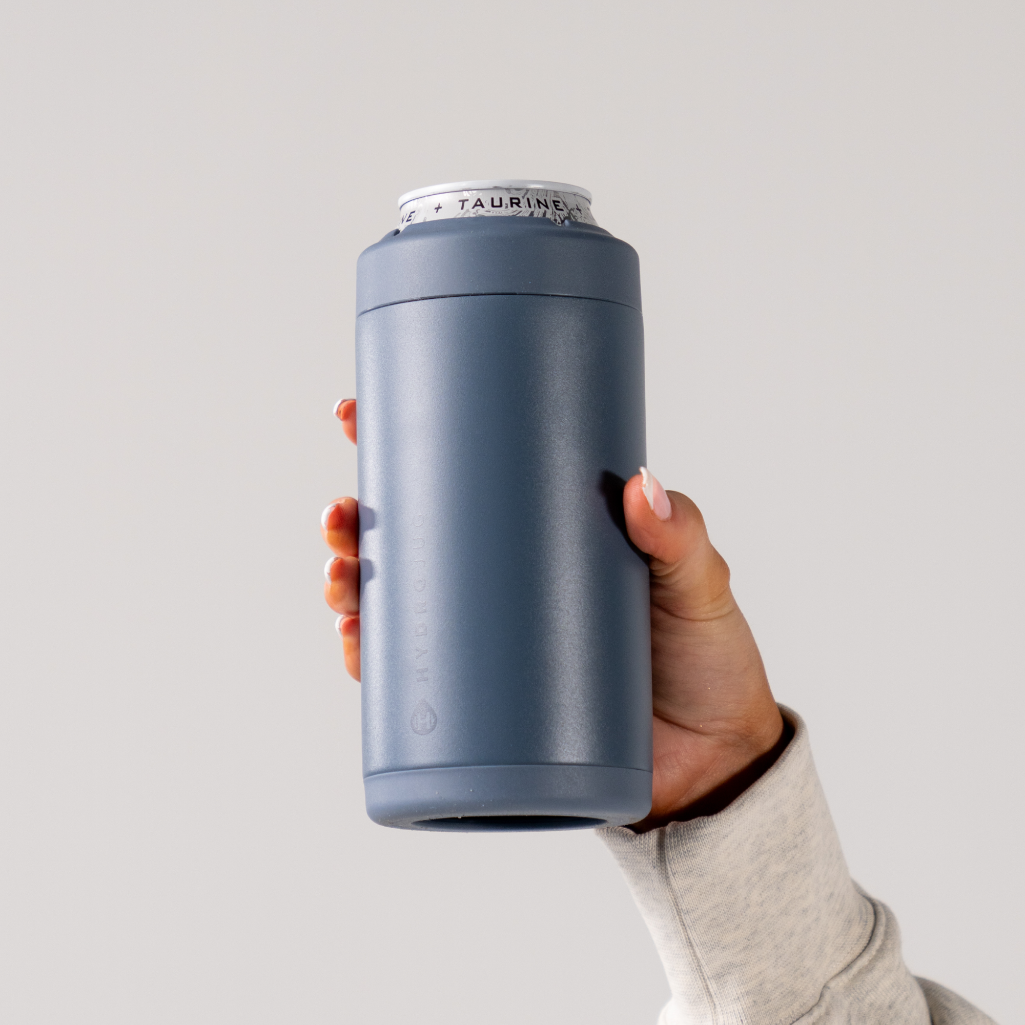Hands Holding a HydroJug Cascade Can Cooler 16oz