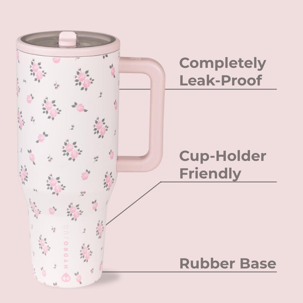 Wildrose Traveler 40oz Features – Leak-Proof, Cup-Holder Fit, Rubber Base
