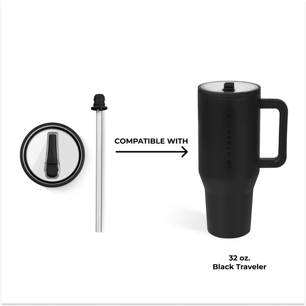 Black Removable Traveler Lid and Straw 32oz