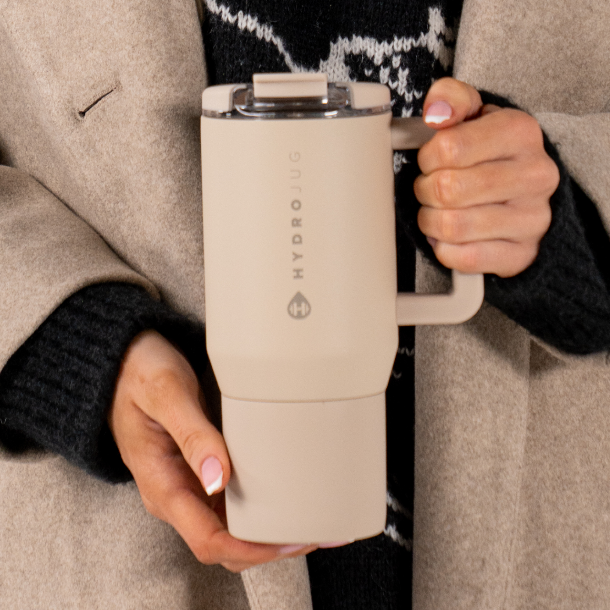 HydroJug Dune Coffee Traveler 20oz with Handle and Flip-Top Lid