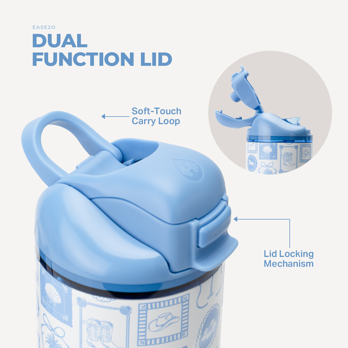 Coastal Cowgirl Ease2o 24oz Dual-Function Lid with Soft-Touch Carry Loop