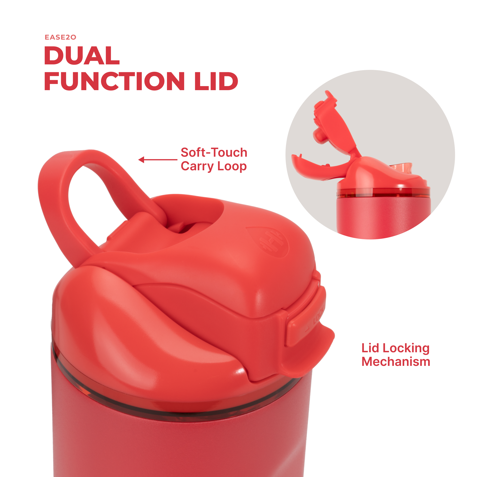 Fruit Punch Ease2o 32oz Dual-Function Lid with Soft-Touch Carry Loop