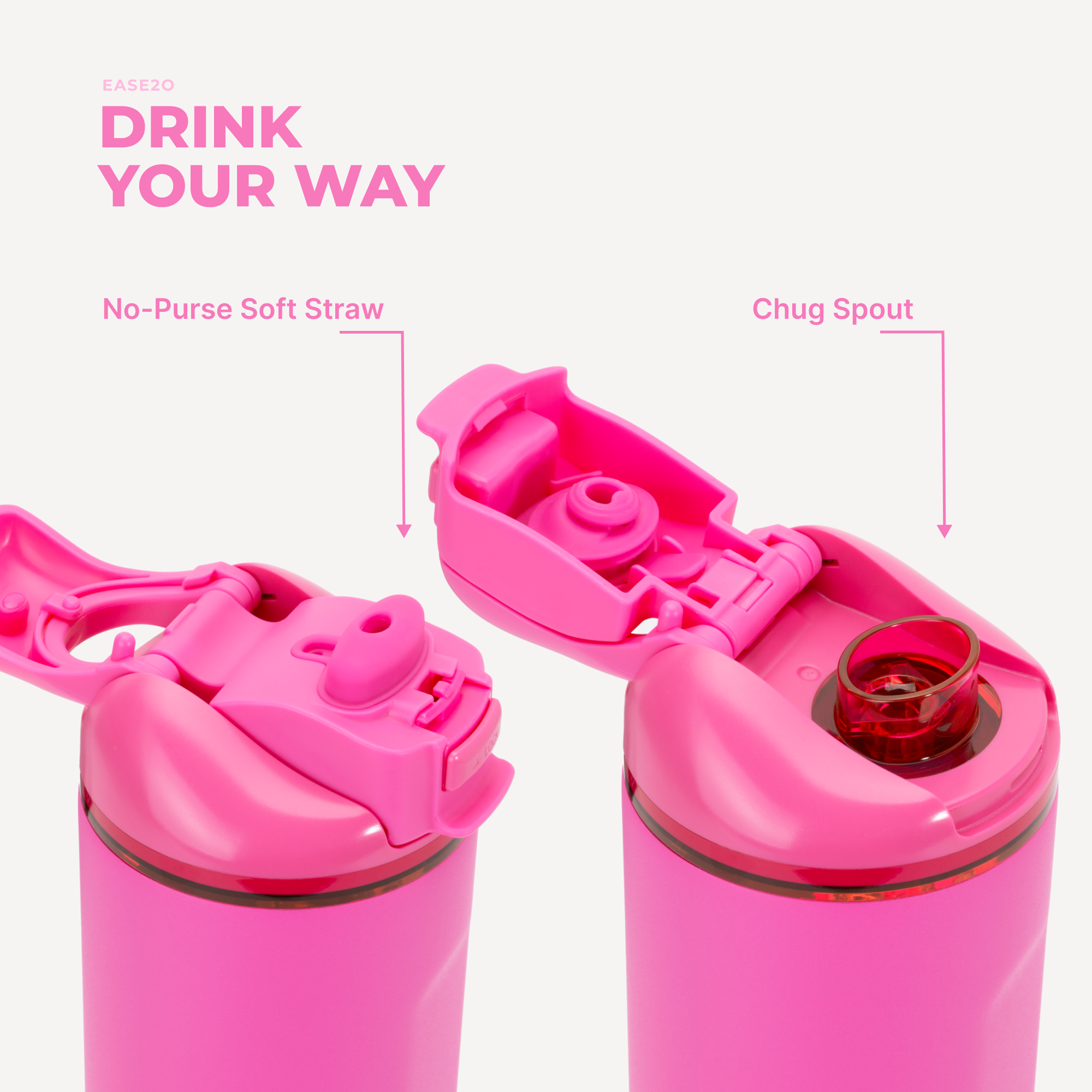 Razzle 32oz Ease2o Lid: Soft Straw and Chug Spout Options