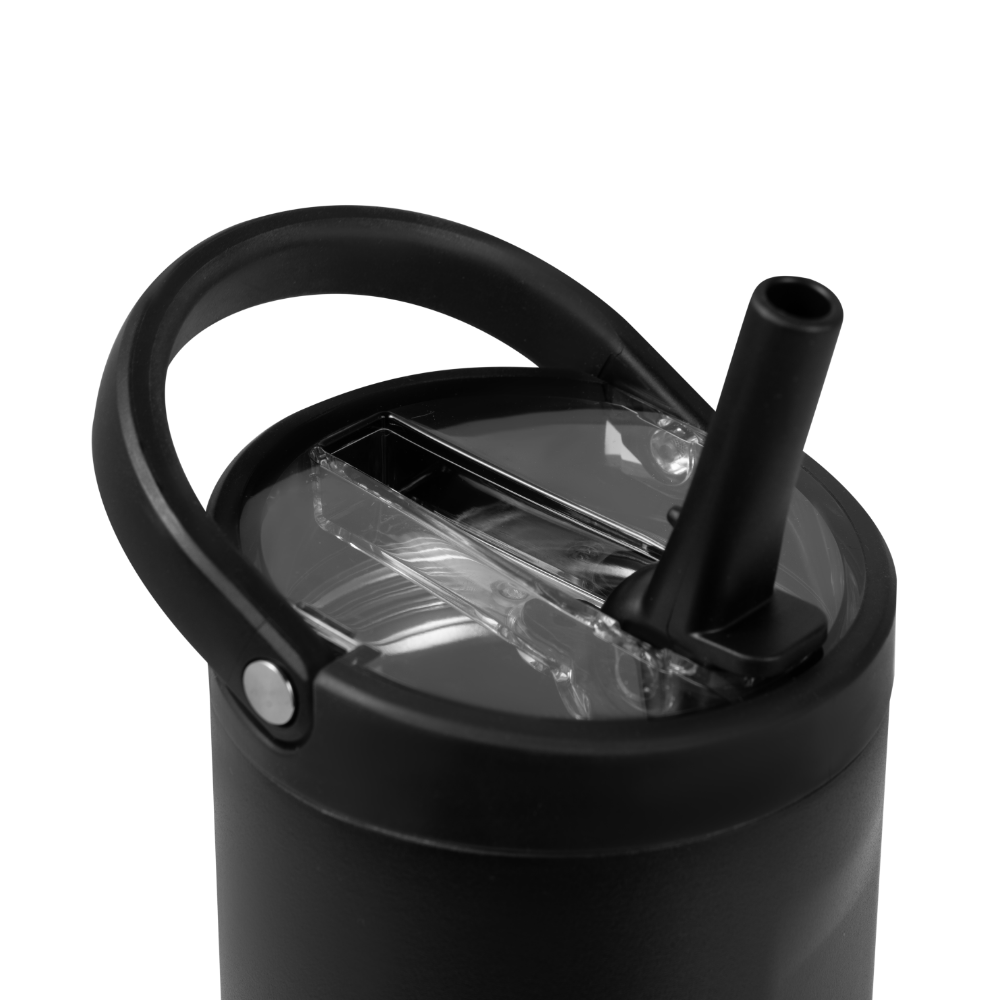 Black Sport Bottle 32oz with Flip Straw Lid and Handle