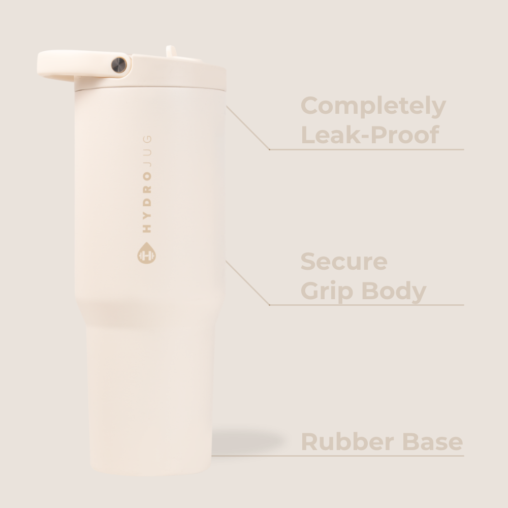 Cream Sport Bottle 40oz Features β Leak-Proof, Grip Body, Rubber Base