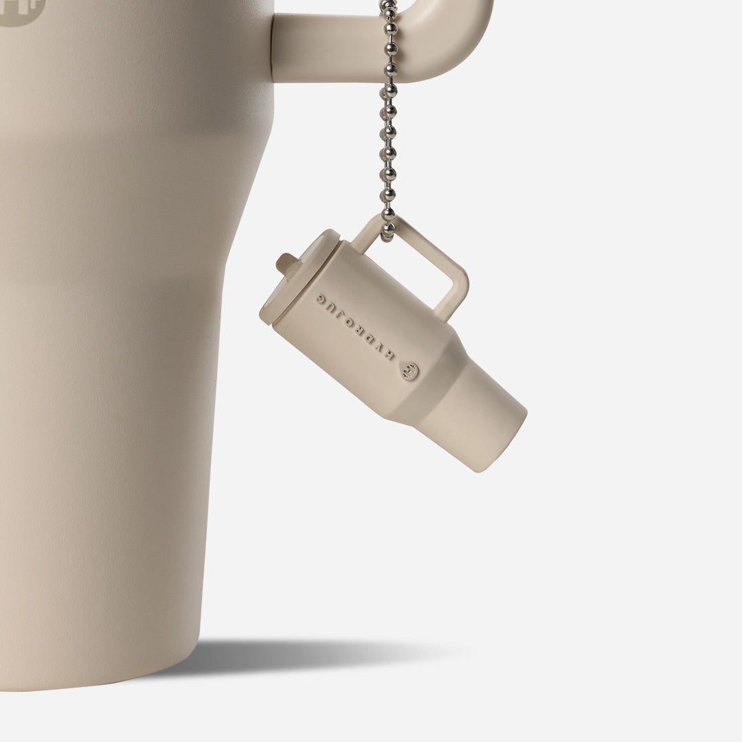 Cream Traveler Keychain with Mini Tumbler Charm