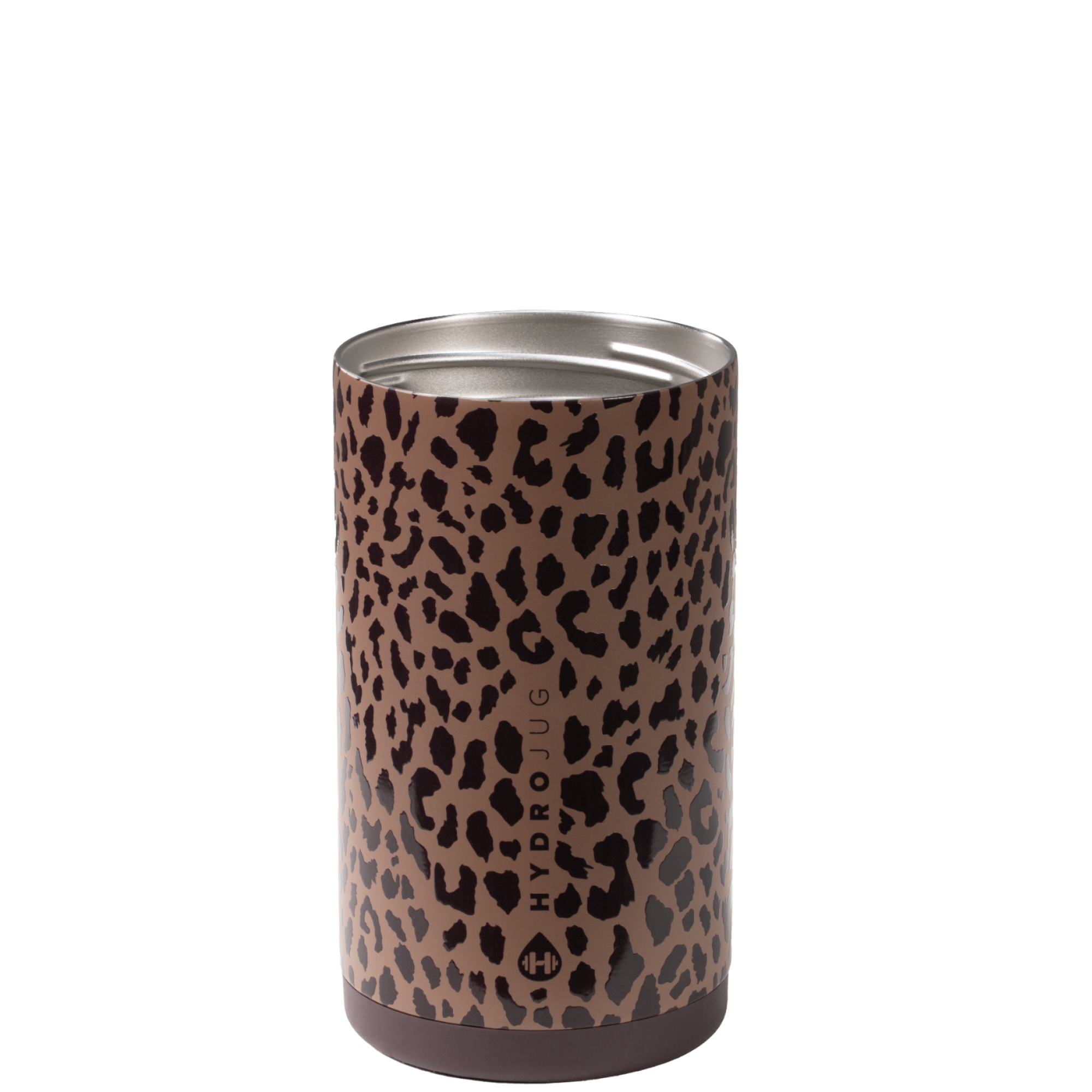 Brown Leopard Can Cooler 16oz Open Lid