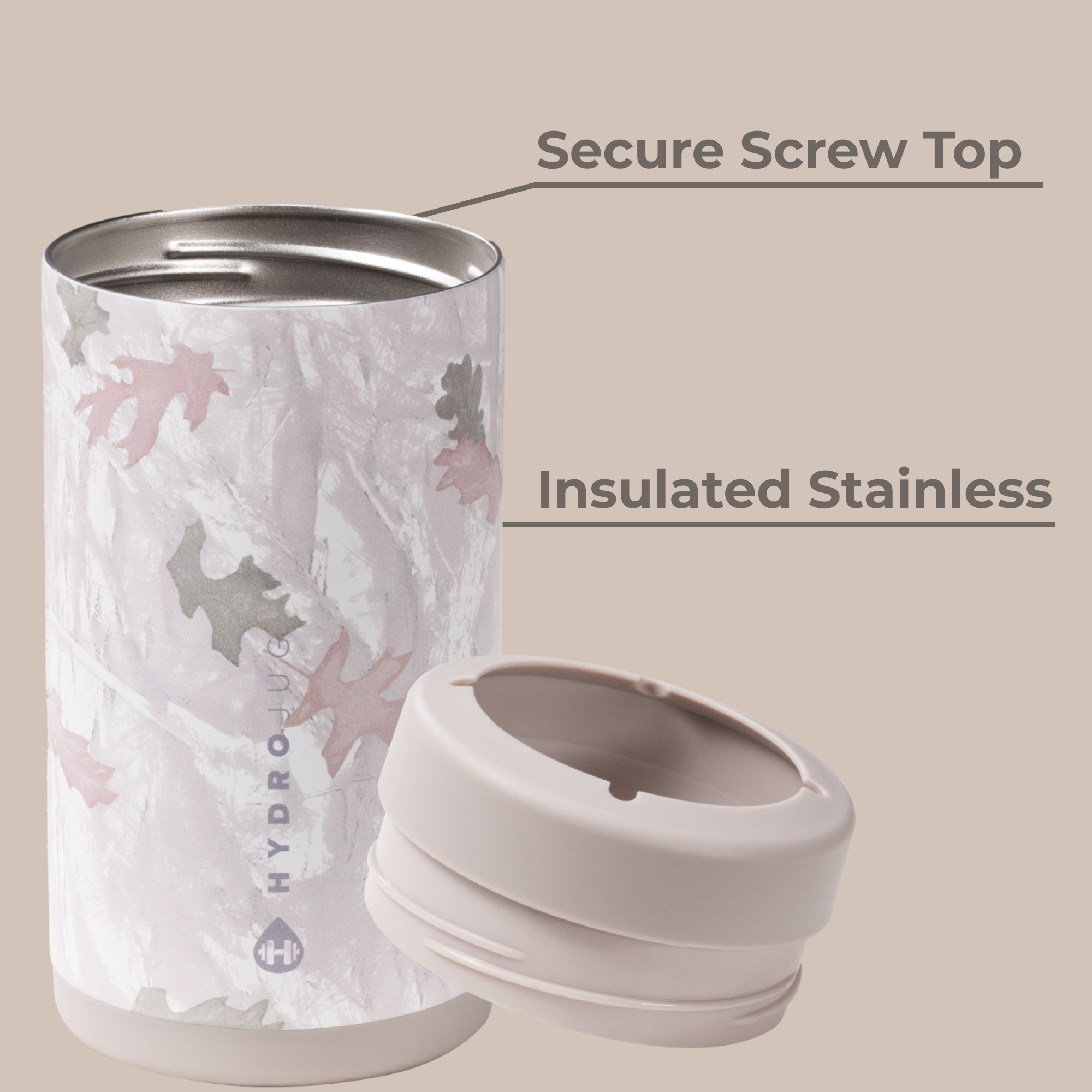 Camo Can Cooler 16oz Insulated Stainless with Screw Top