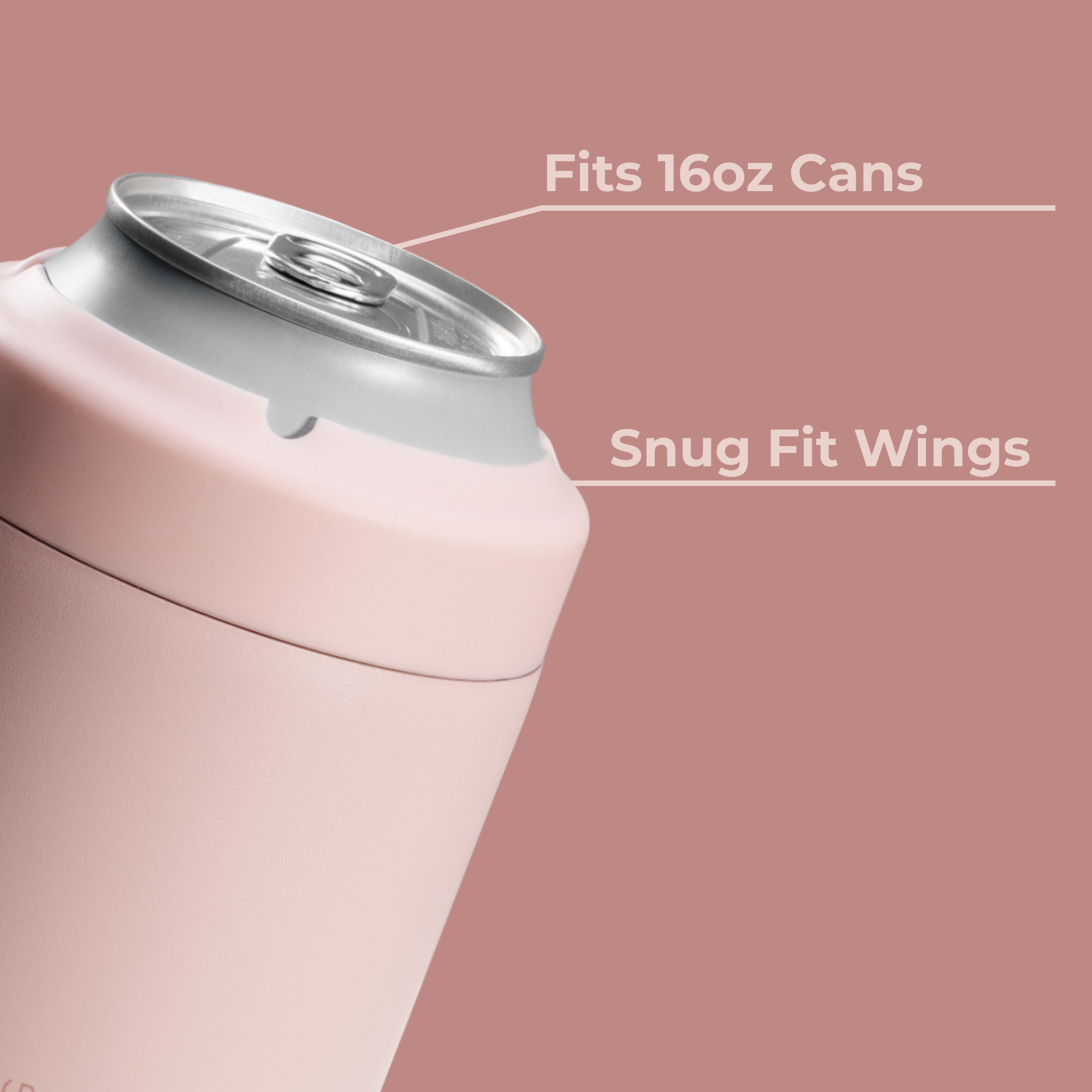 Dusty Rose Can Cooler Fits 16oz Cans with Snug Wings