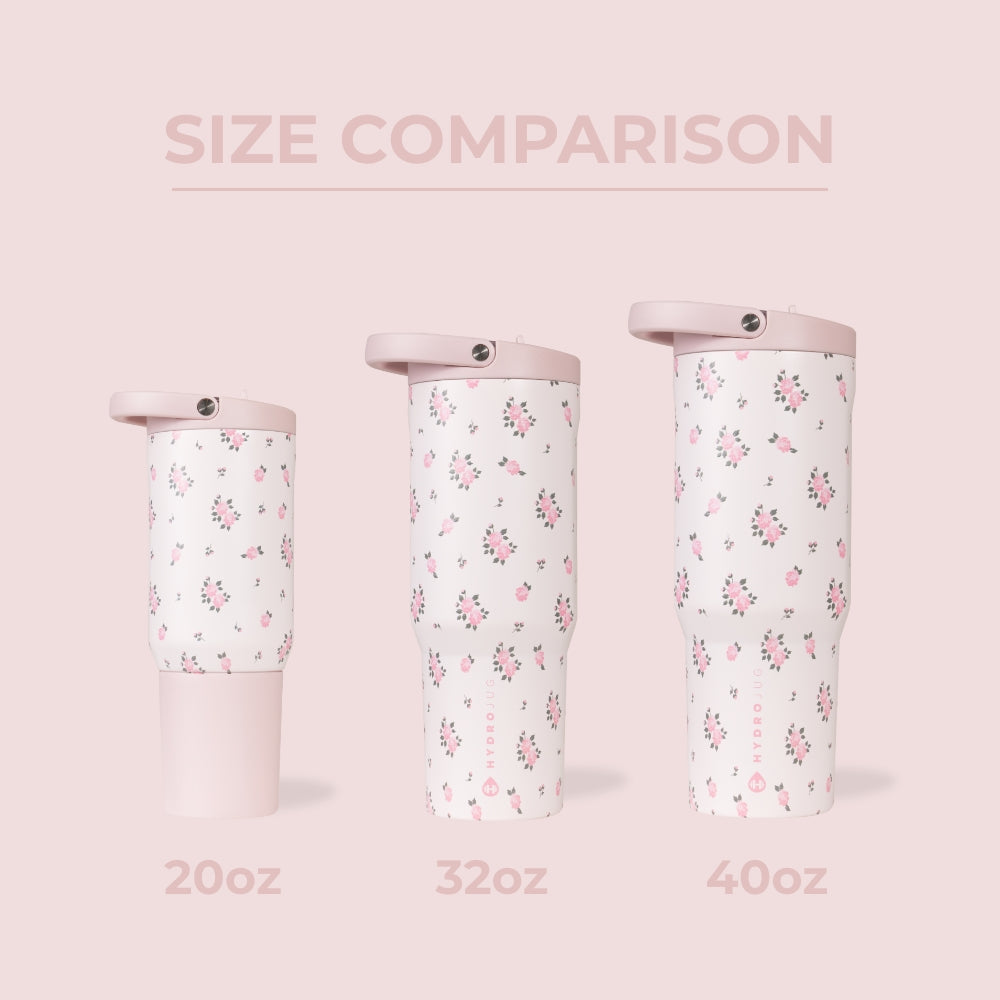 HydroJug Size Comparison – 20oz, 32oz, and 40oz Bottles in Wildrose