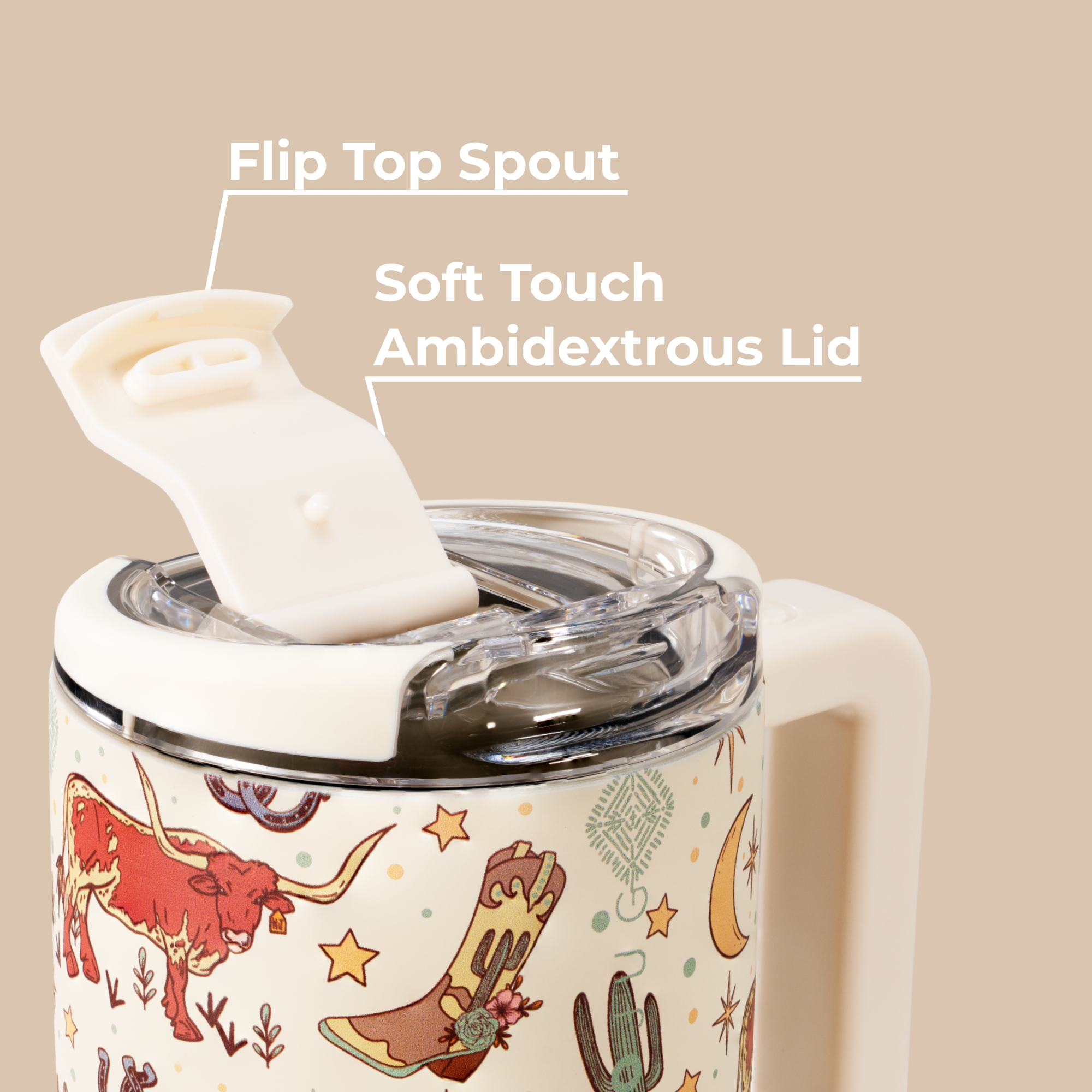 Rodeo Coffee Traveler 20oz with Flip-Top Spout and Ambidextrous Lid