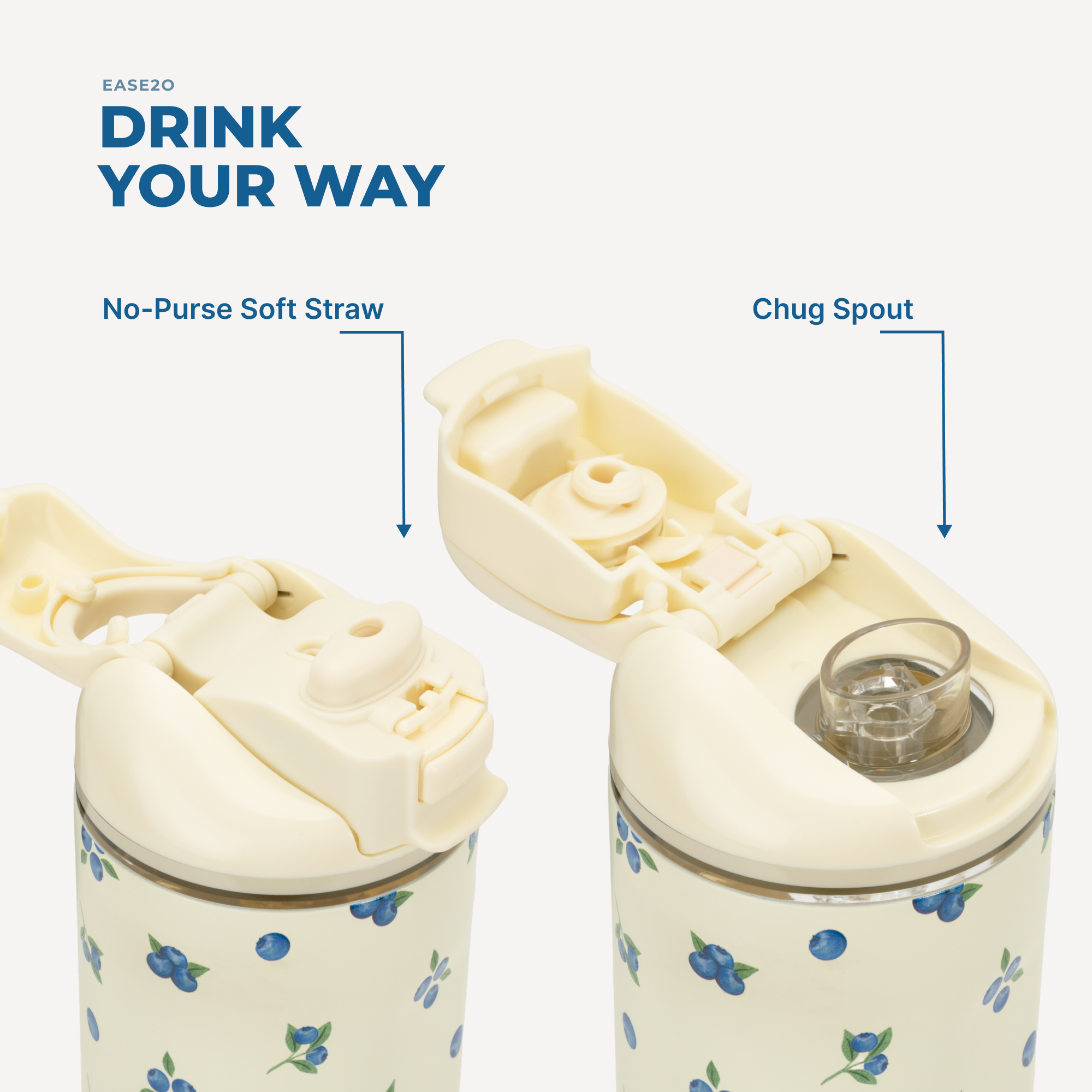 Freshly Pick'd 14oz Ease2o Lid: No-Purse Soft Straw and Chug Spout Options