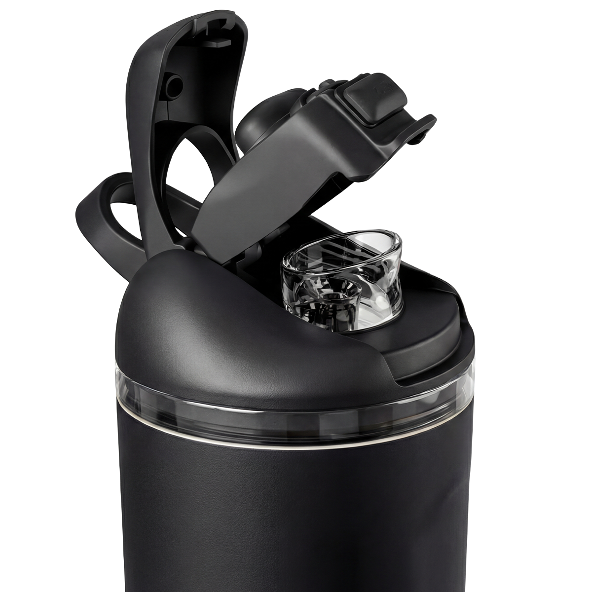 Close-up of HydroJug Ease2o Straw and Chug Lid in Black 24oz