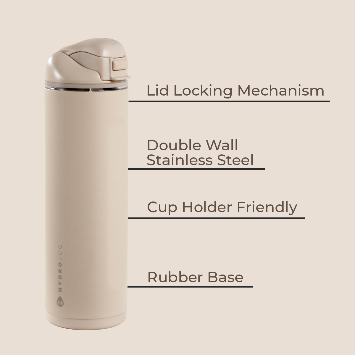 Dune 24oz Ease2o Features: Locking Lid, Stainless Steel, Rubber Base