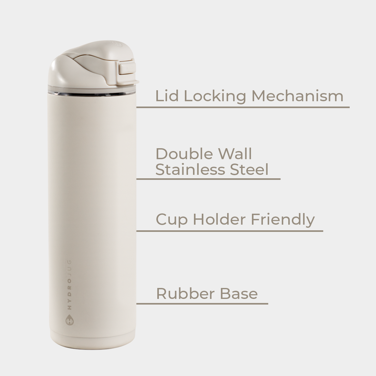 Linen 24oz Ease2o Features: Locking Lid, Stainless Steel, Rubber Base