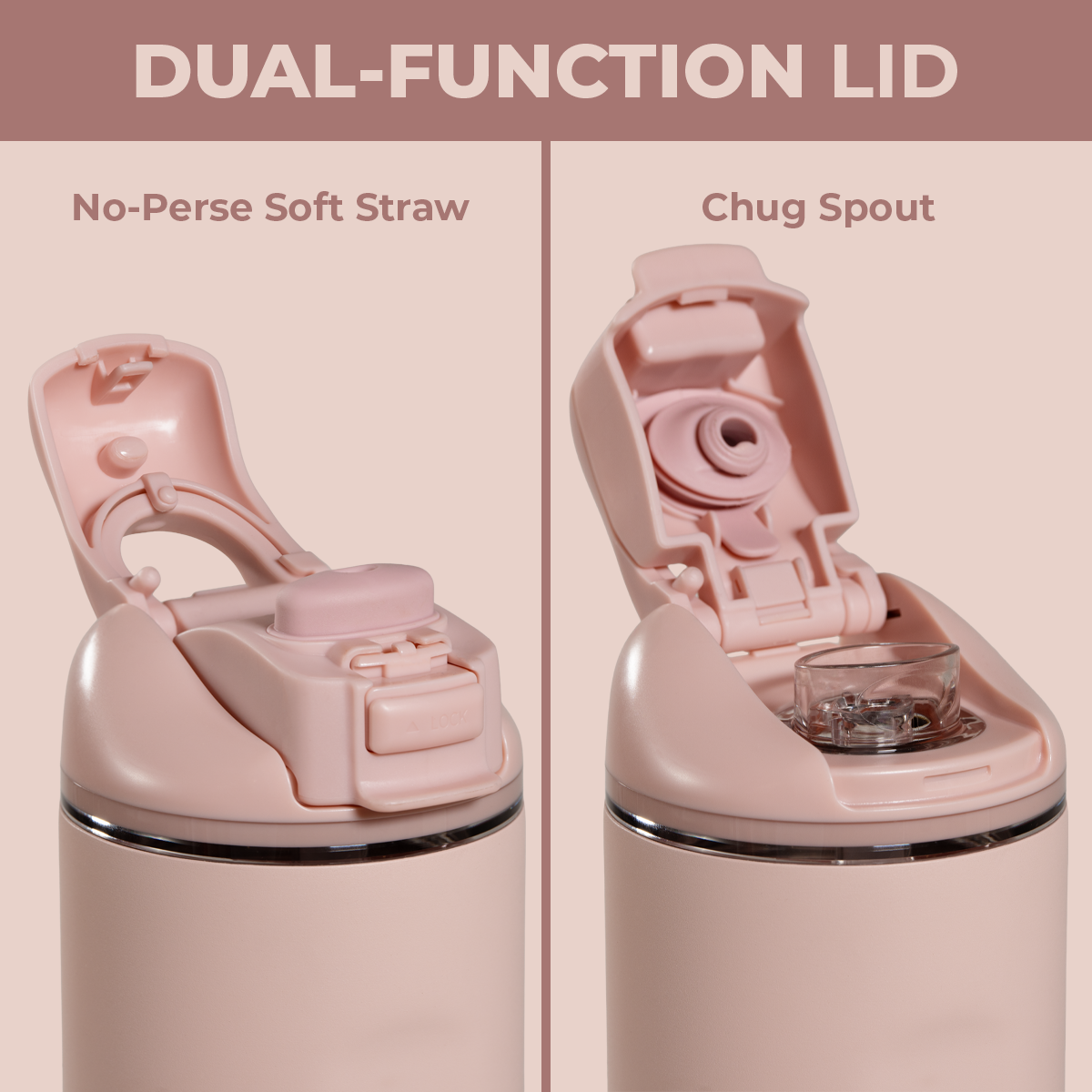 Dusty Rose 40oz Ease2o Lid: Soft Straw and Chug Spout Options