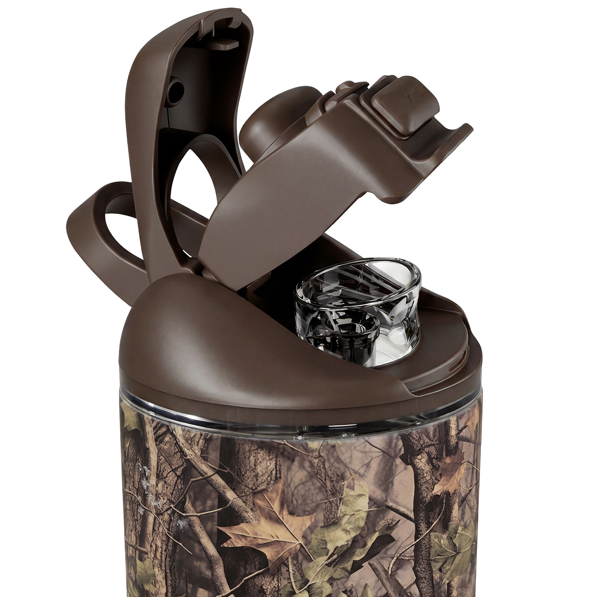 Close-up of HydroJug Ease2o Straw and Chug Lid in Woodland 40oz