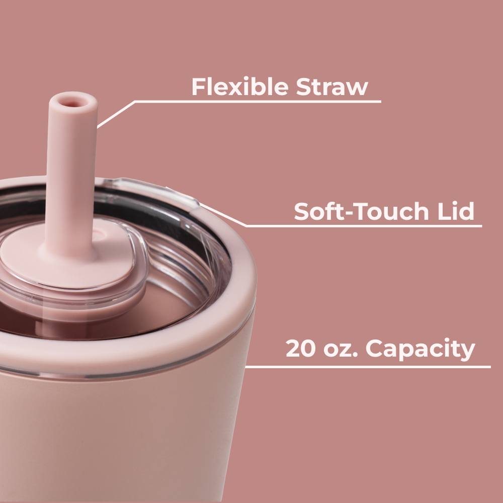 Dusty Rose Everyday Tumbler 20oz with Flexible Straw and Soft-Touch Lid